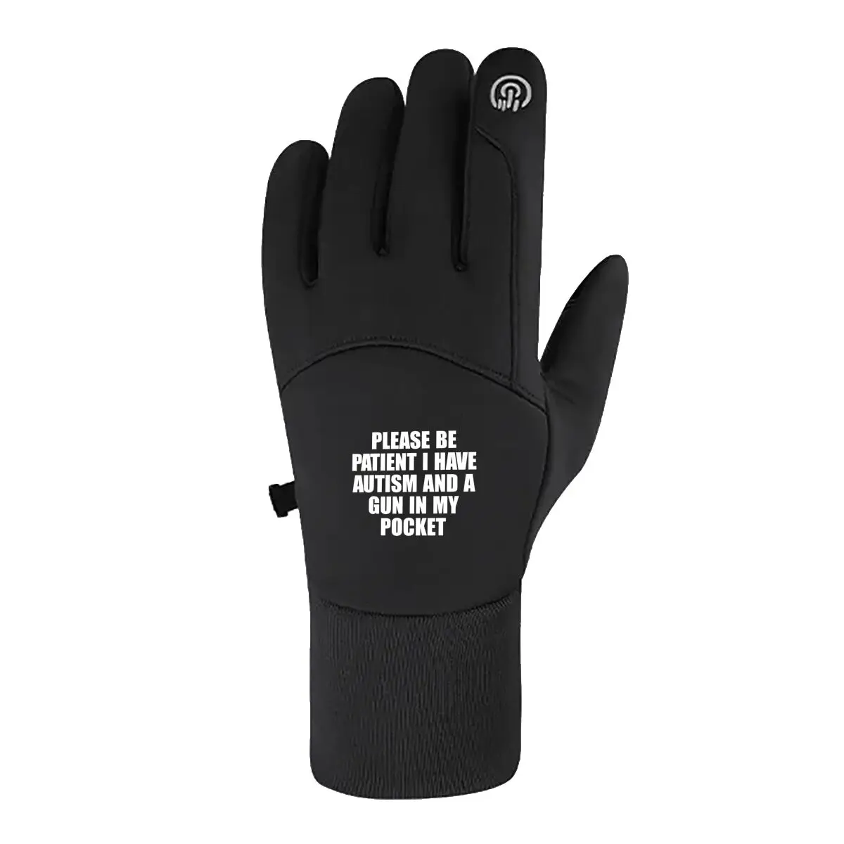 Autism Humor Bold – Inspiriert, „Autism & Gun“ Satirical Text Design Herren Winter Warm halten Winter Keep Radfahren Handschuhe Touch