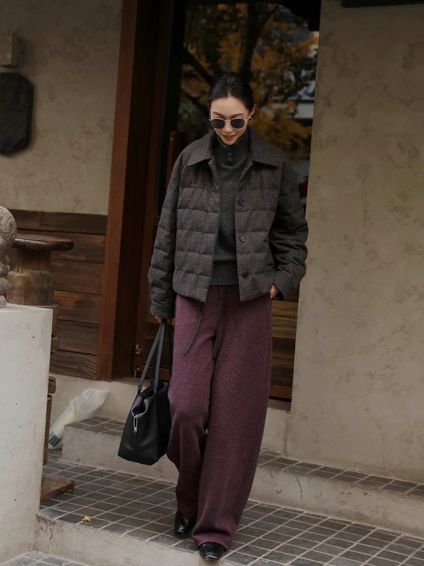 

High Waist Color Blo Casual Pants Women's Bend Knife Pants Elastic Waist Spring Autumn Winter Seasonal Faionable Trousers