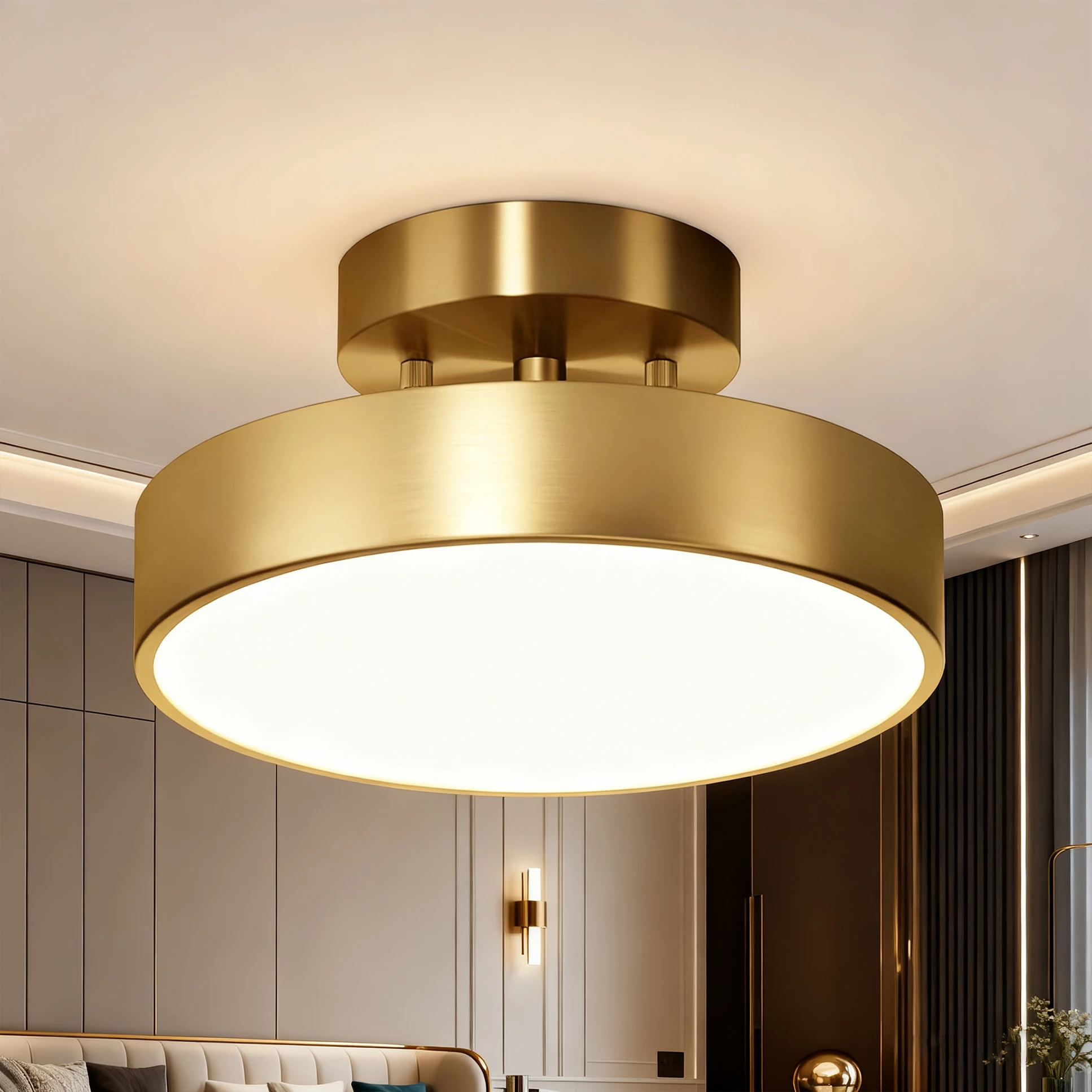 

Morden LED Ceiling Light Retro Copper Color Lamp Head Adjustable For Small Space Decoration In Corridors Entrances Cloakrooms