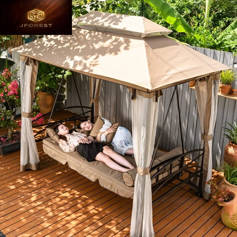 Outdoor Patio Swing Bed Rocking Chair Sit Or Lie Dual Use Outdoor Swing Chair Garden Leisure Hanging Chair For Backyard Porch