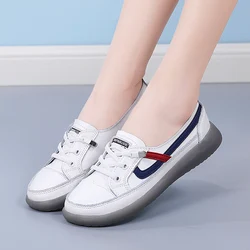 New shallow mouth women's shoes small white shoes leather elastic flat casual shoes Korean version of fashionable shoes