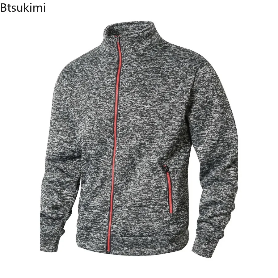 

New Spring Autumn Men's Zipper Hoodies Jackets Standing Collar Long Sleeve Sweatshirts Outdoor Streetwear Casual Cardigan Coats