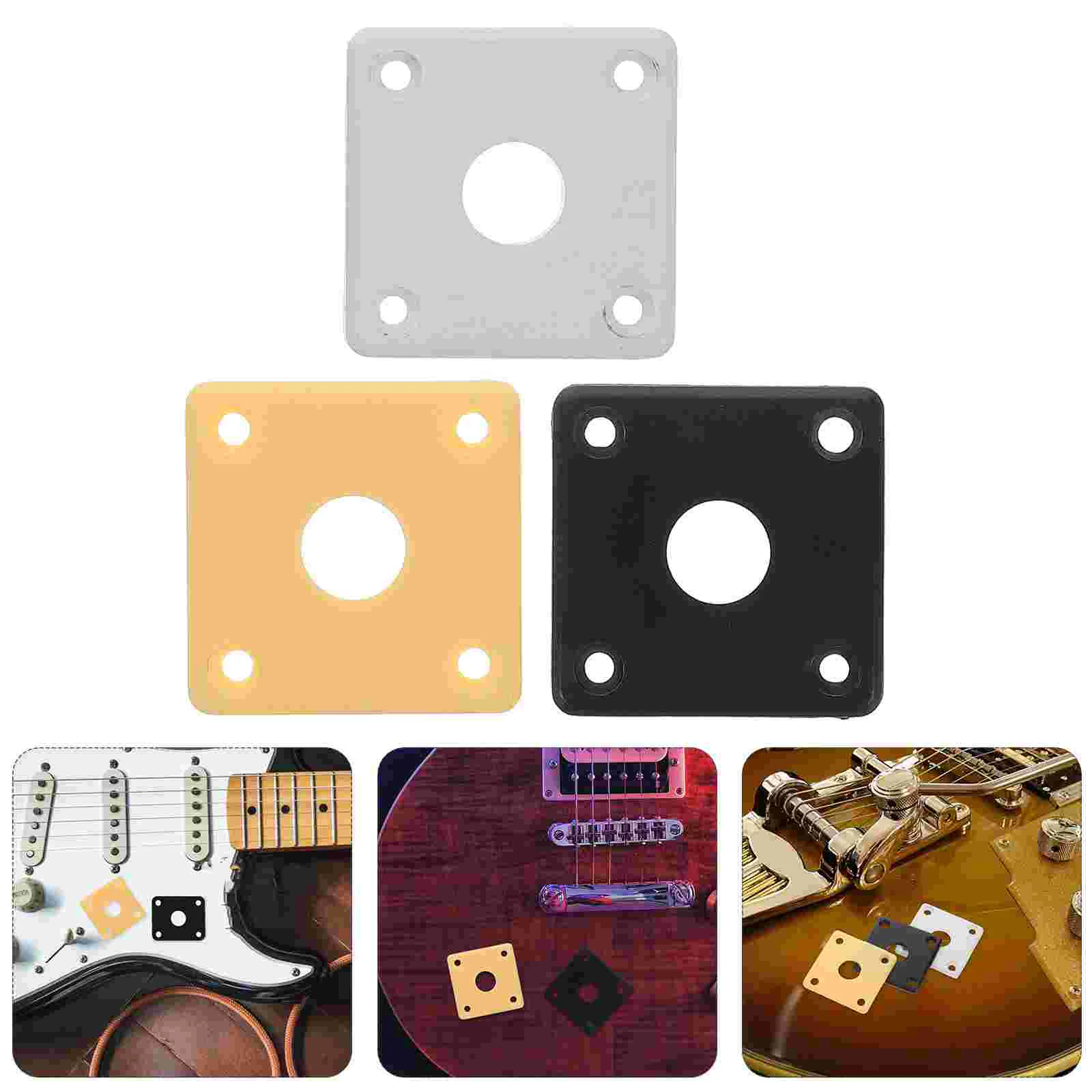 3 Pcs Guitar Jack Cover Square Base Plate Supplies Jacket Bottom Plastic Mounting