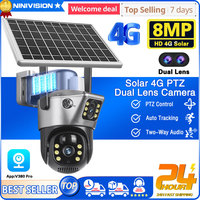 8MP 4K Wireless Solar Camera 4G Sim Outdoor Dual Lens Wifi IP Camera PIR Night Vision V380 Pro CCTV Security Protection Monitor