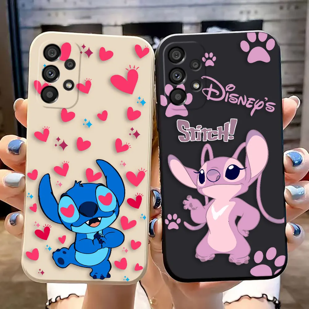 

Happy Disney Stitch Angel Cover Phone Case For Samsung Galaxy A03 A03S A04E A05S A10 A12 A13 A14 A20S NOTE 20 10 8 M53 M33 Case