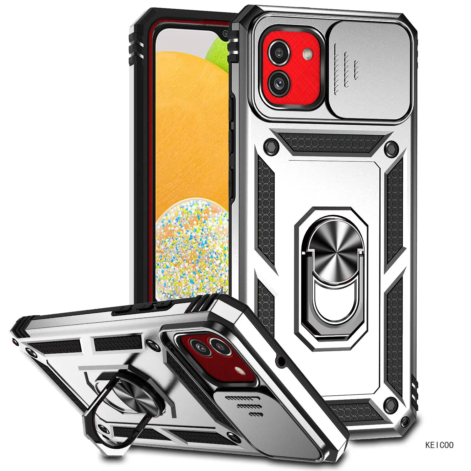 Popular Lens Push Window Phone Shell for Samsung Galaxy A03 A04 166 Phone Case Magnetic Attraction Car Bracket Phone Cover