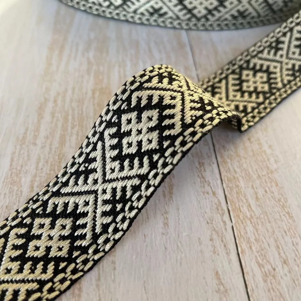 8Yards/Lots Woven Jacquard Ribbon Ethnic Lace For Curtain And Clothing Accessory Size 3.3cm LS-2717