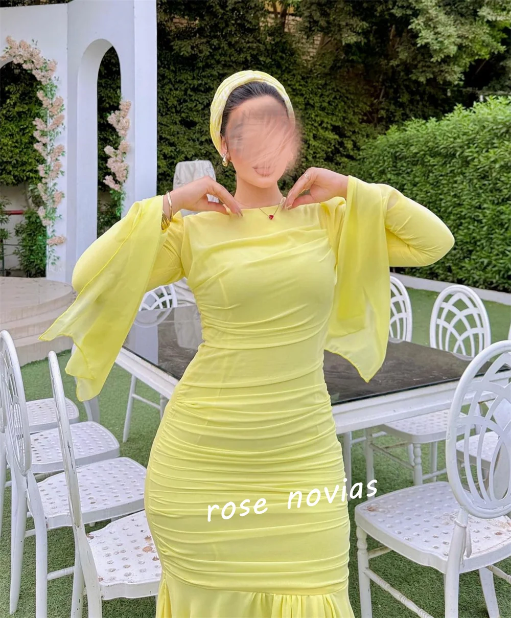 Customized Chiffon Pleat O-Neck Trumpet Long Dresses For Wedding Guest Elegant Bespoke Occasion Simple High Quality