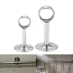 DRELD Stainless Steel Centre Bracket Wardrobe Rail Support Hanging Rail Rod Pole Socket End Support Bracket Holder 19mm 25mm Dia