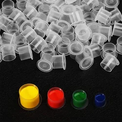 DMTATTOO 500/1000PCS Tattoo Plastic Tattoo Ink Cup Cap Pigment Clear Holder Container Cap With Bottom For Needle Tip Grip Supply