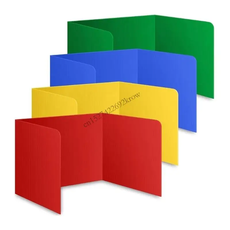 

R9CB 4Pieces Classroom Privacy Desk Dividers Plastic Sneeze Guard Folder Board Study Carrel for Student Desk
