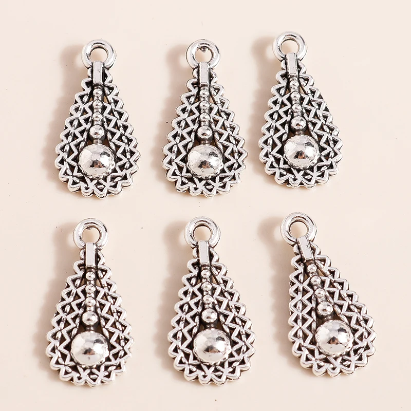 Leslie 50 Stück 17 x 9 mm antik versilbert Tropfen-Charms für Schmuckherstellung, Frauen, Wassertropfen-Anhänger, Halskette, DIY-Ergebnisse