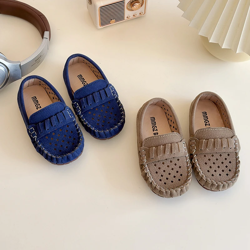 

Autumn Boys Girl's Casual Shoes Round Toe Slip-on Hollow Out Chic Kid's Flat Shoe Solid Color Anti-Slip Soft Light Children Shoe