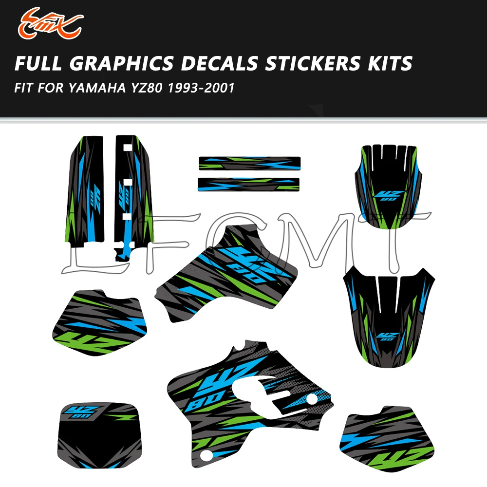 

Personalised Graphics Decals Fairing Background Sticker Fit for Yamaha YZ80 YZ 80 1993 1994 1995 1996 1997 1998 1999 2000 2001