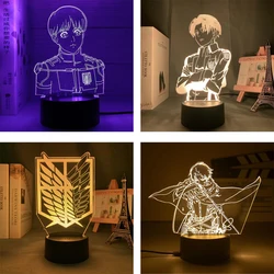 Anime Attack on Titan 3D Gamer Lamp LED Night Light 7/16 colori telecomando Home Bedroom figure lampade regali notturni decorativi