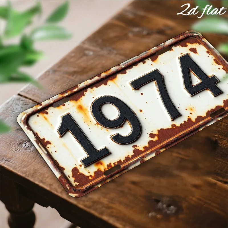 Plaque murale décorative vintage en métal durable AL Sign, style plaque d'immatriculation rétro rustique 1974