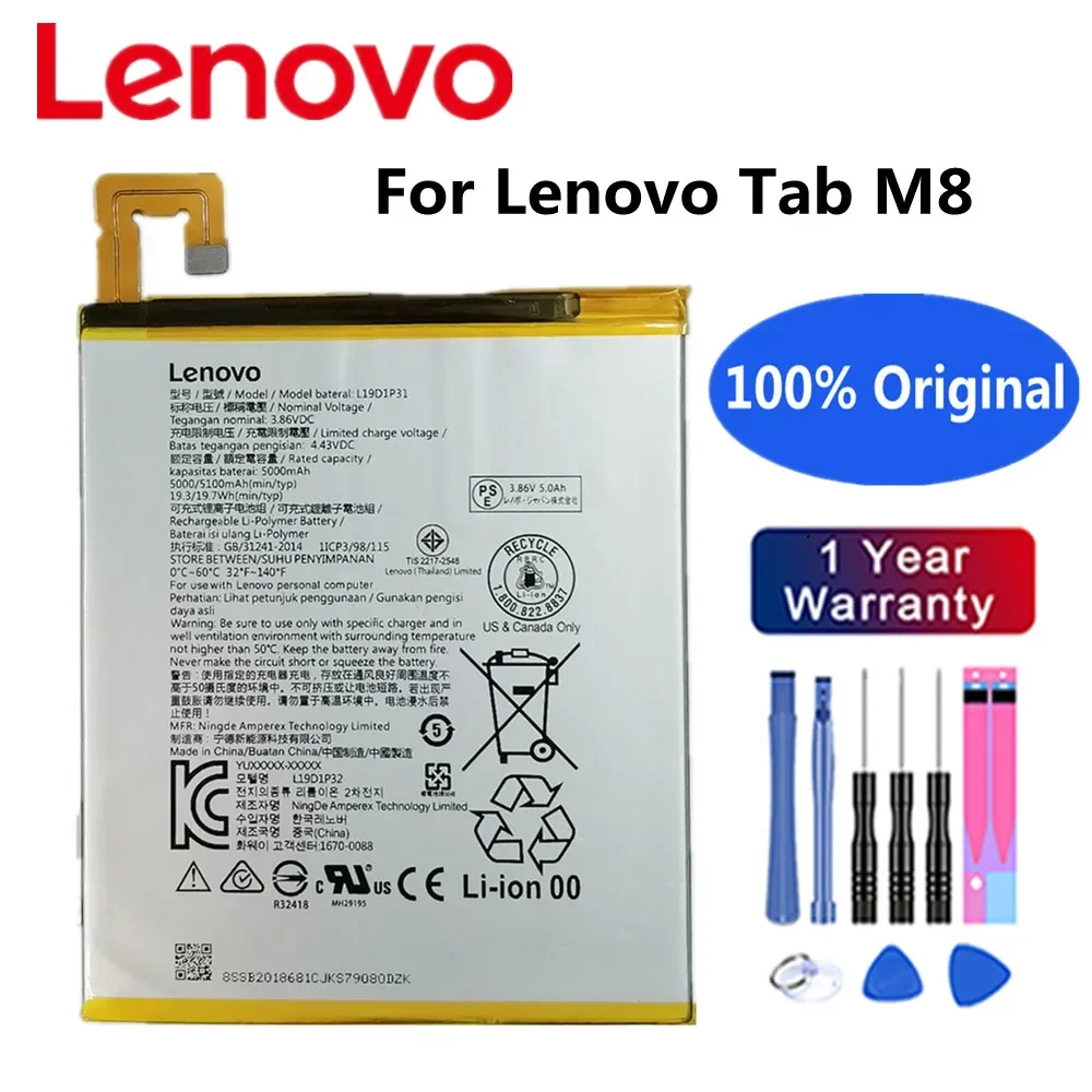 New 100% Original High Quality L19D1P31 5100mAh Phone Replacement Battery For Lenovo Tab M8 TB-8705F/N/M TB-8505F/N/M Batteries