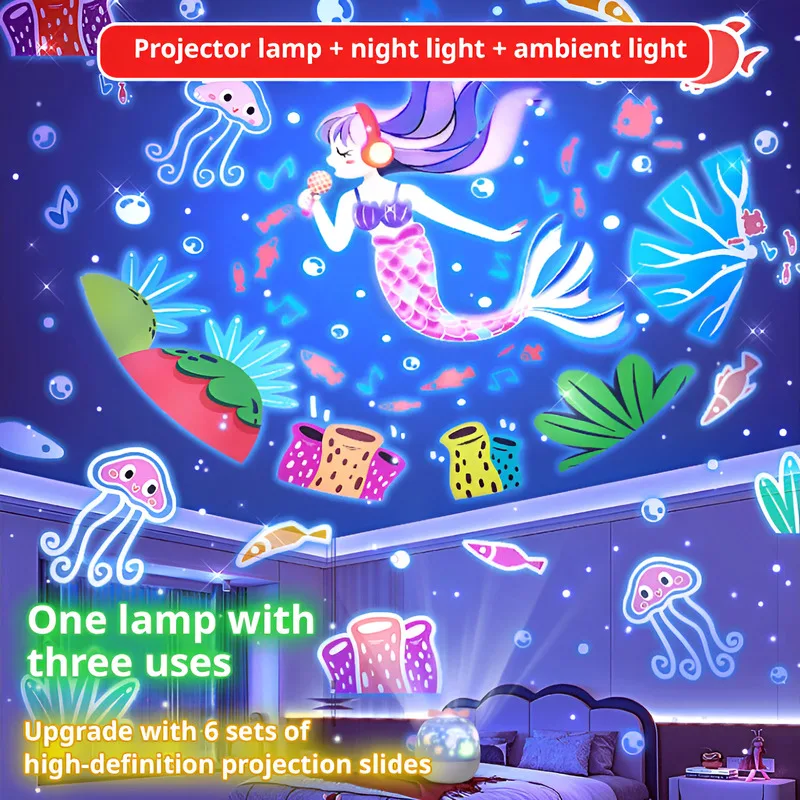 

[High Definition Experience] Dream World Projection Audio Night Light Table Lamps Atmosphere Lighting Cute New Year Innovative