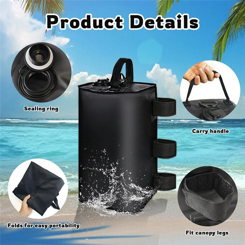 【سعر السعر!】أوزان مائية، عبوة من عبوتين، مظلة سعة 10 لتر، أوتاد خيمة شديدة التحمل ومضادة للطرف، أكياس وزن الساق، أوزان كيس الماء للرياح #4