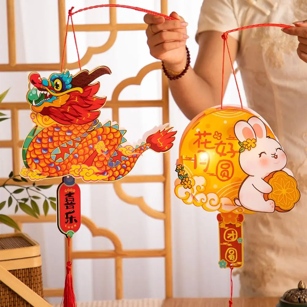 

Chinese Style Mid-Autumn Rabbit Lantern Cartoon Handmade LED Lantern Toys with Tassel Traditional Craft Antique Lantern