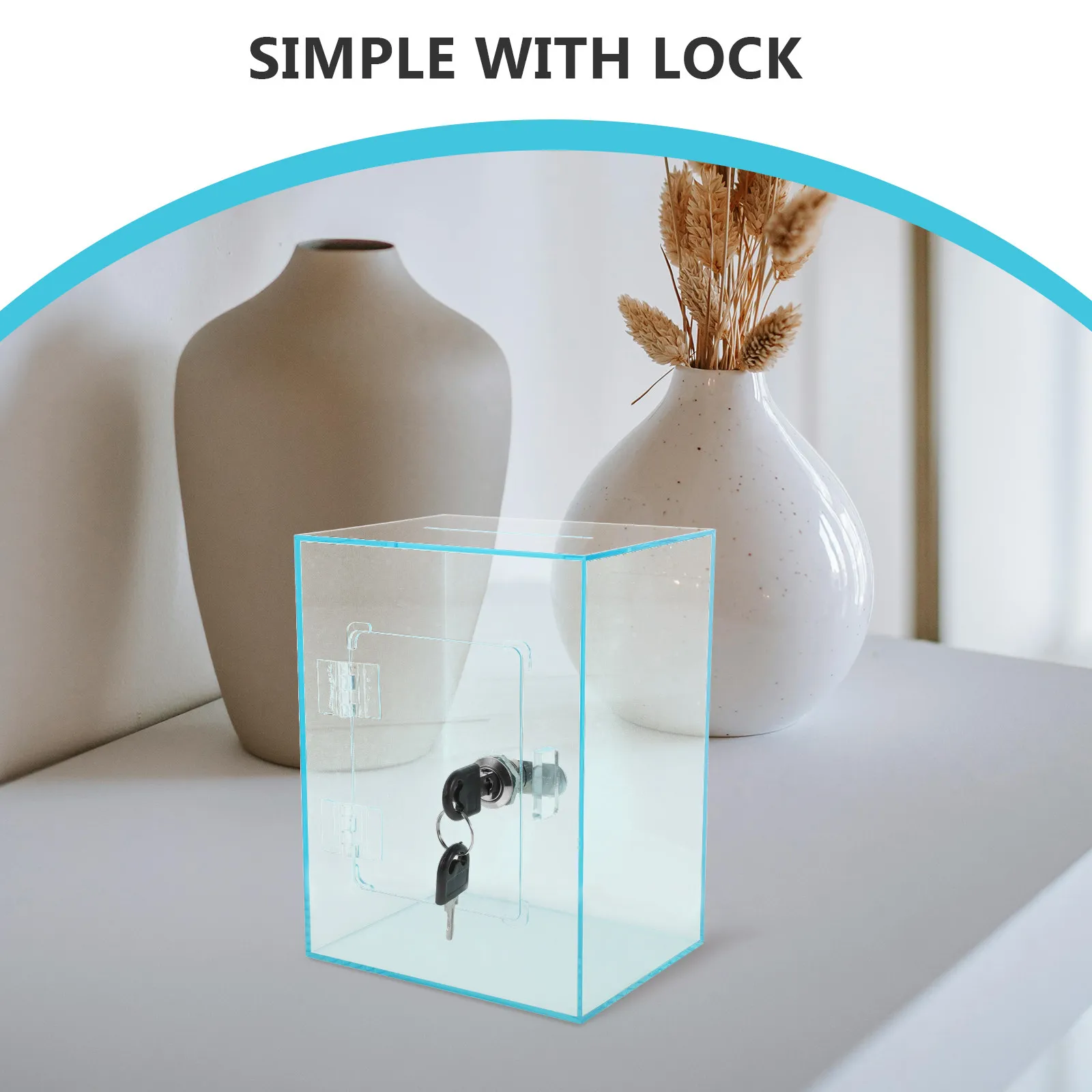 Lockable Clear Acrylic Money Jar Sturdy Savings Box for Adults Donation Tip Collection Ballot Box Modern Transparent