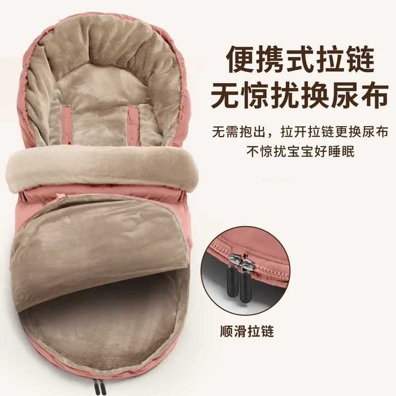 حقيبة نوم أطفال أوروبية وأمريكية مقاومة للرياح، عربة أطفال عالمية مقاومة للبرد، سميكة من الصوف #3