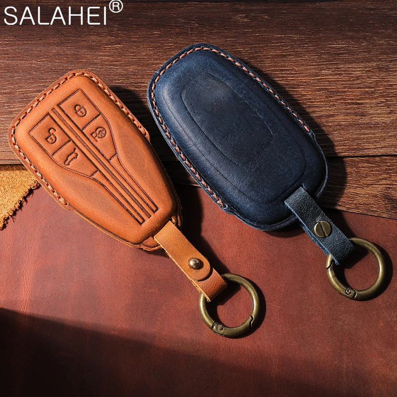 

High Grade Leather Car Smart Key Fob Covers Case Holder Protective For Hongqi HS5 H5 H9 HS7 H7 L5 HS3 L9 EHS9 Keychain Accessory