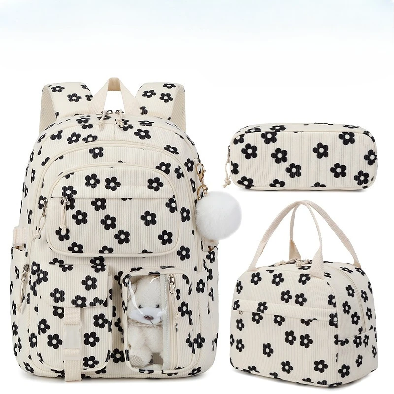 

3 комплекта, детские школьные сумки, ортопедические рюкзаки для ноутбуков 15,6 дюйма, вельветовая сумка для школьников начальной школы, детские ранцы