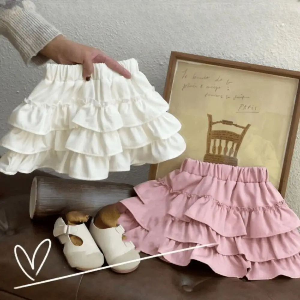 

Fashion Korean Style Girl's Half Body Skirt Sweet Cute Bow Flower Bud Skirt Summer Cake Skirts Children's Short Skirt Party