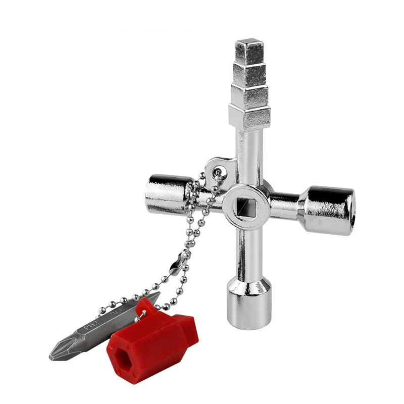 4in1 مفتاح ربط فضي مصعد كهربائي خزانة التحكم صمام المثلث الداخلي رباعي مفك أداة مجموعة