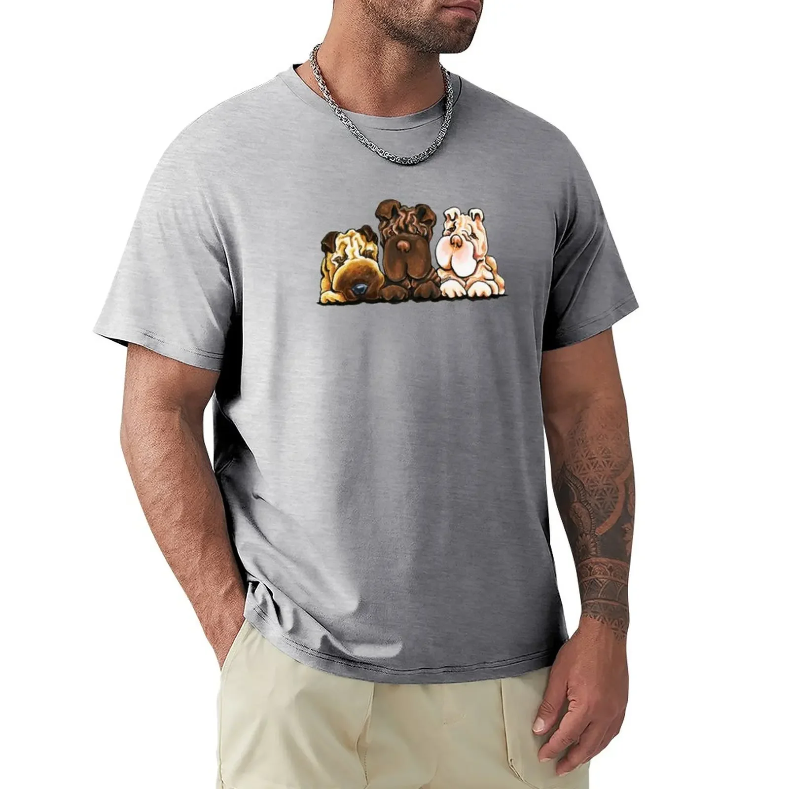 Shar Pei Trio T-Shirt t shirt man quick drying shirt T-shirts for men cotton