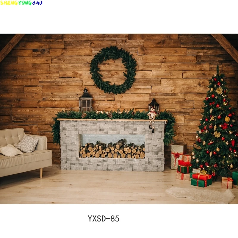 Kerstboom Open Haard Kinderen Voor Foto-Achtergronden Shengyongbao Kerst Indoor Thema Fotografie Achtergrond YXSD-03