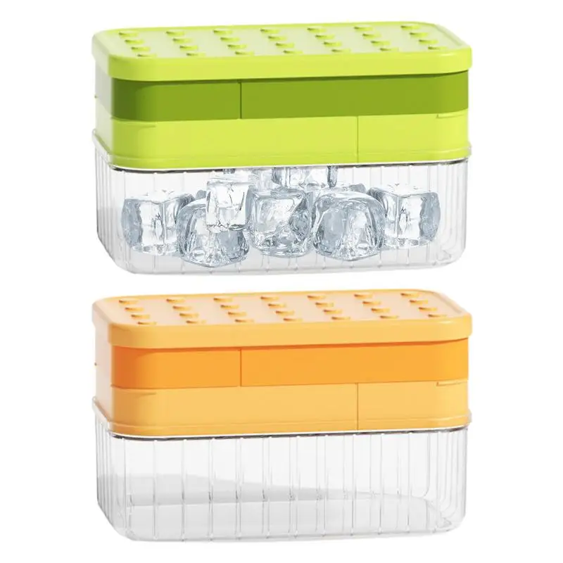 Ice Cube Trays for Freezer 28 -grid Ice Cube Tray with Lid & Bin Double Layer Stackable Ice Cube Tray Making Ice Chilling