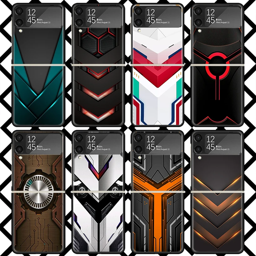 Hacker Creative Mecha Phone Case For Samsung Z Flip 7 6 5 4 3 Galaxy ZFLIP7 ZFlip6 5G Flip5 Flip4 Flip3 5g Black Hard Cover