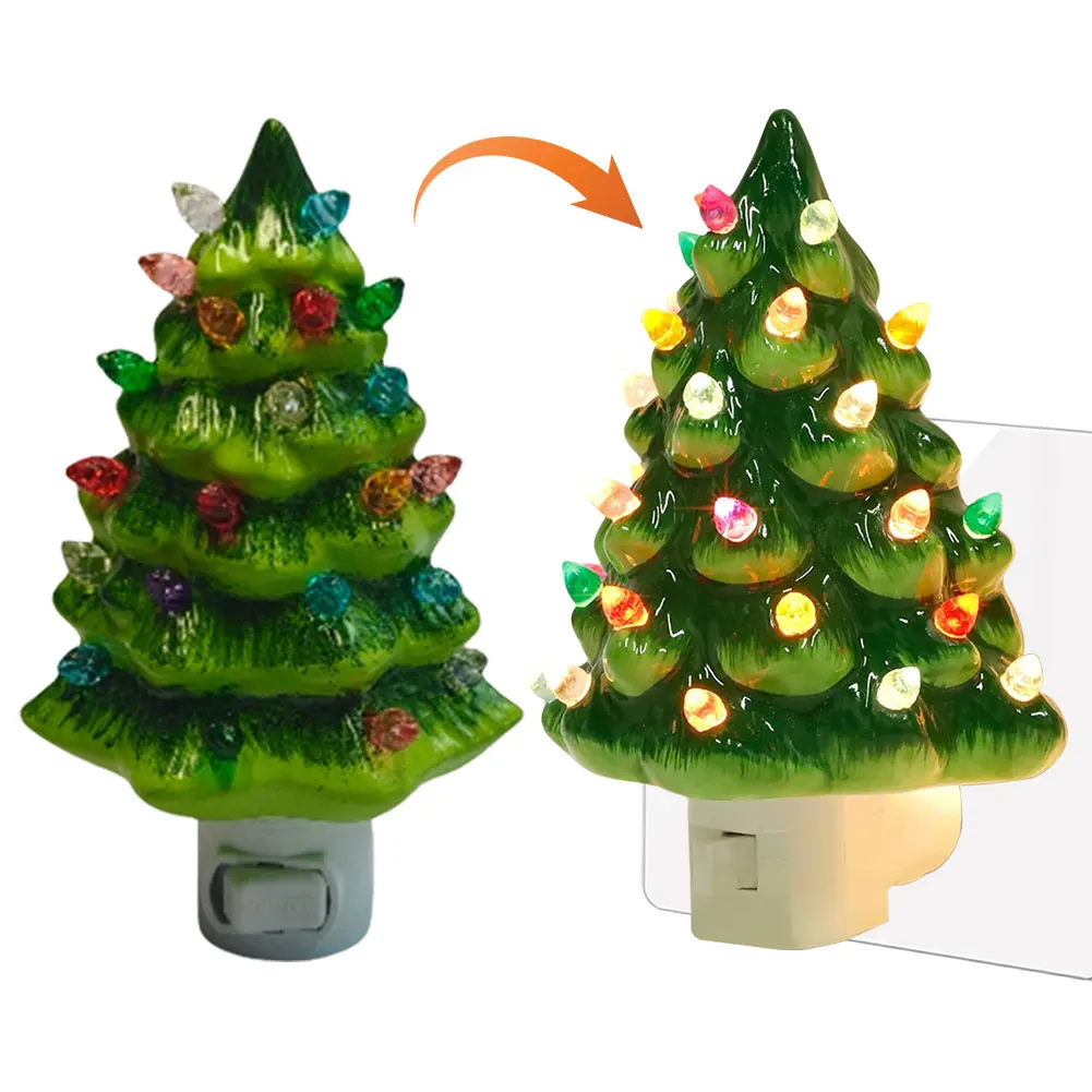 Árvore de natal luz noturna com interruptor liga/desliga árvore de natal nightlight decorativo retro árvore de natal nightlight para decoração do quarto