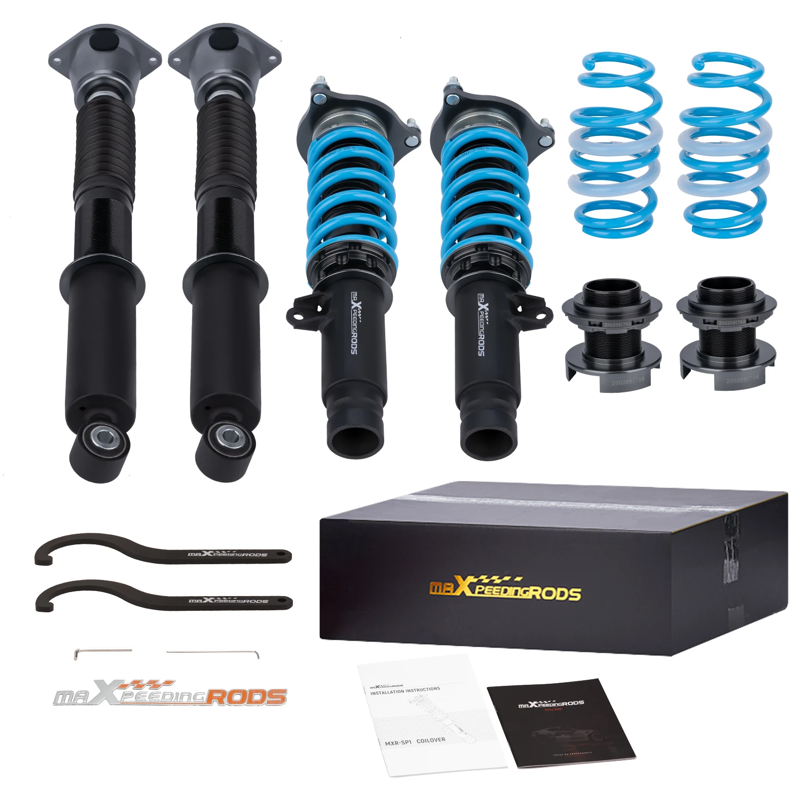 Coilovers for Honda Civic Hatchback 2016-2021, 24 Level Damper Adjustable Coilovers Suspension Kit, Height Adjustable Shock Absorber Struts, T6 Upgraded Lowering Kit Blue