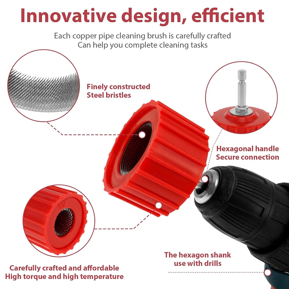 Szczotka do czyszczenia rur metalowych/rur miedzianych, narzędzie do szlifowania/usuwania rdzy/polerowania w gospodarstwie domowym, opcjonalnie szczotka do czyszczenia drutu miedzianego/wiercenia w stali nierdzewnej