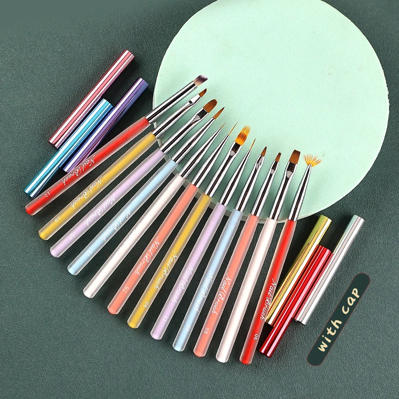 12Pcs Professional Nail Brush Set Acrylic Color Handle Nail 