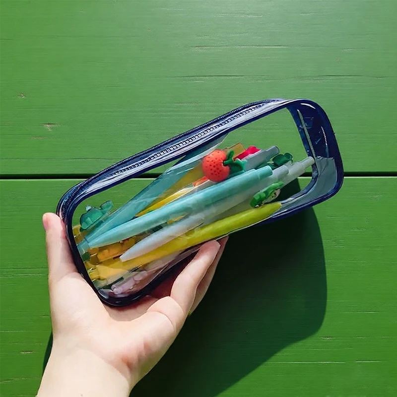 

Transparent Pencil Case Large Capacity Waterproof Pen Box For Girls Cosmetic Brush Bag Stationery Home Office Storage Pouch