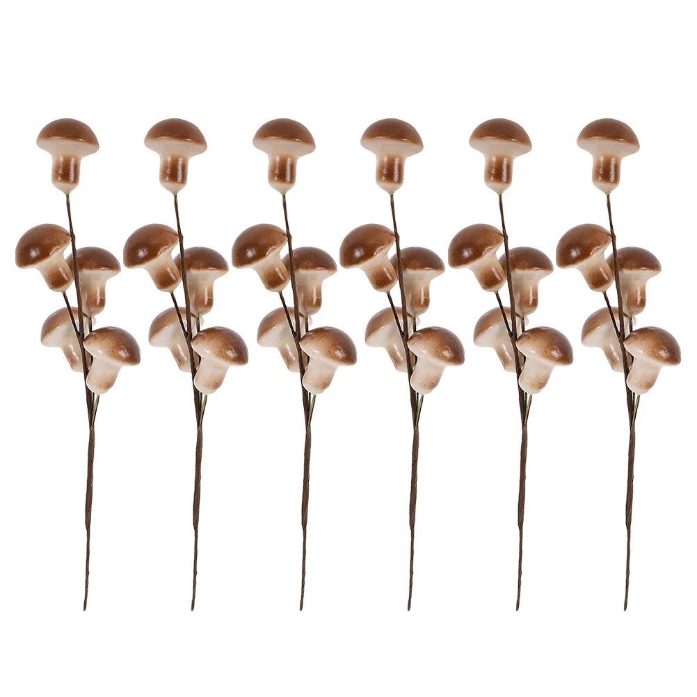 

6pcs Mini Mushroom Figurines Lightweight Foam Craft Decor For Vase Flower Arrangement Indoor Outdoor Garden Decoration Fake