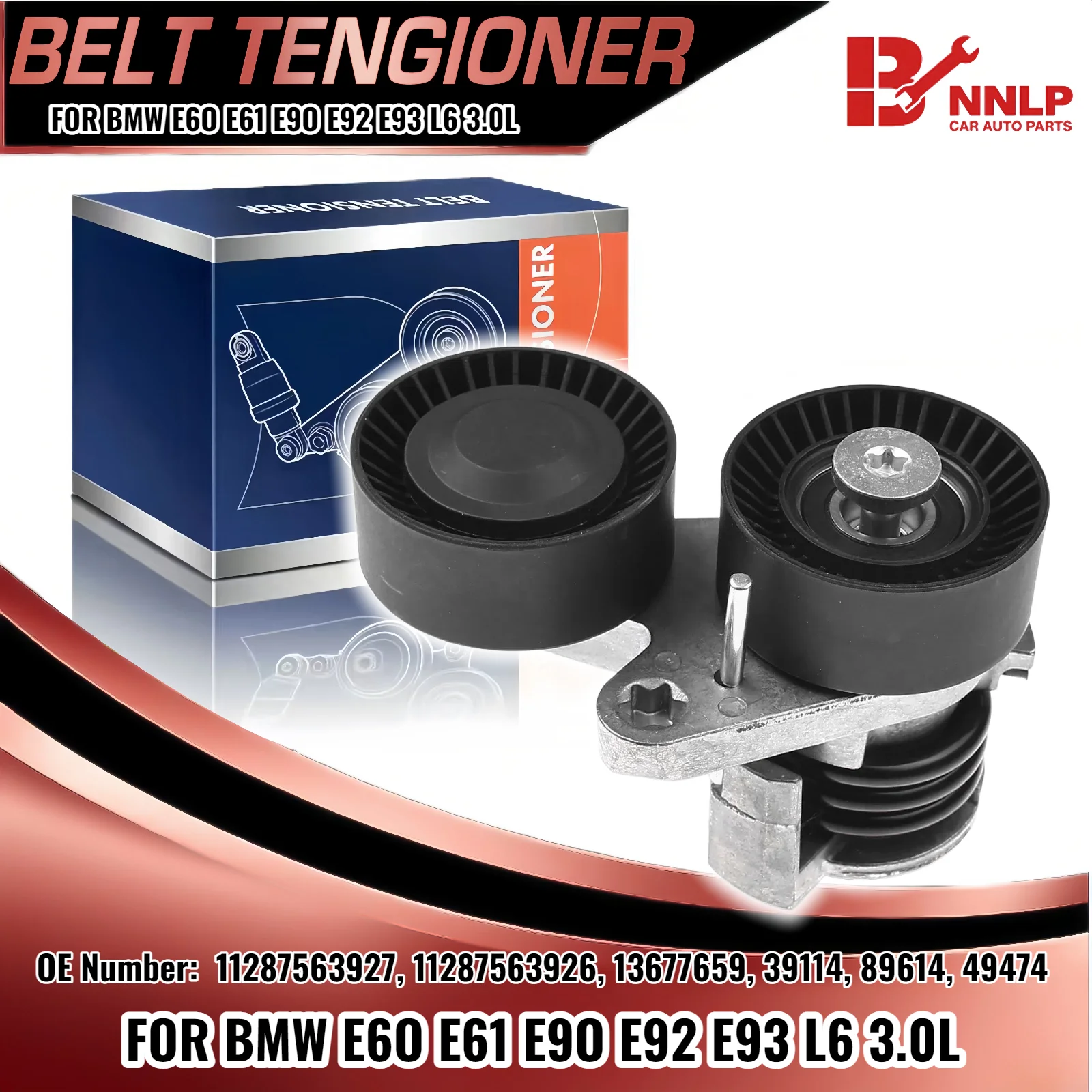 

Driver Belt Tensioner Assy with Pulley for BMW E60 E82 E88 E90 135i 335xi 535xi 11287563927 11287563926 13677659 39114 89614