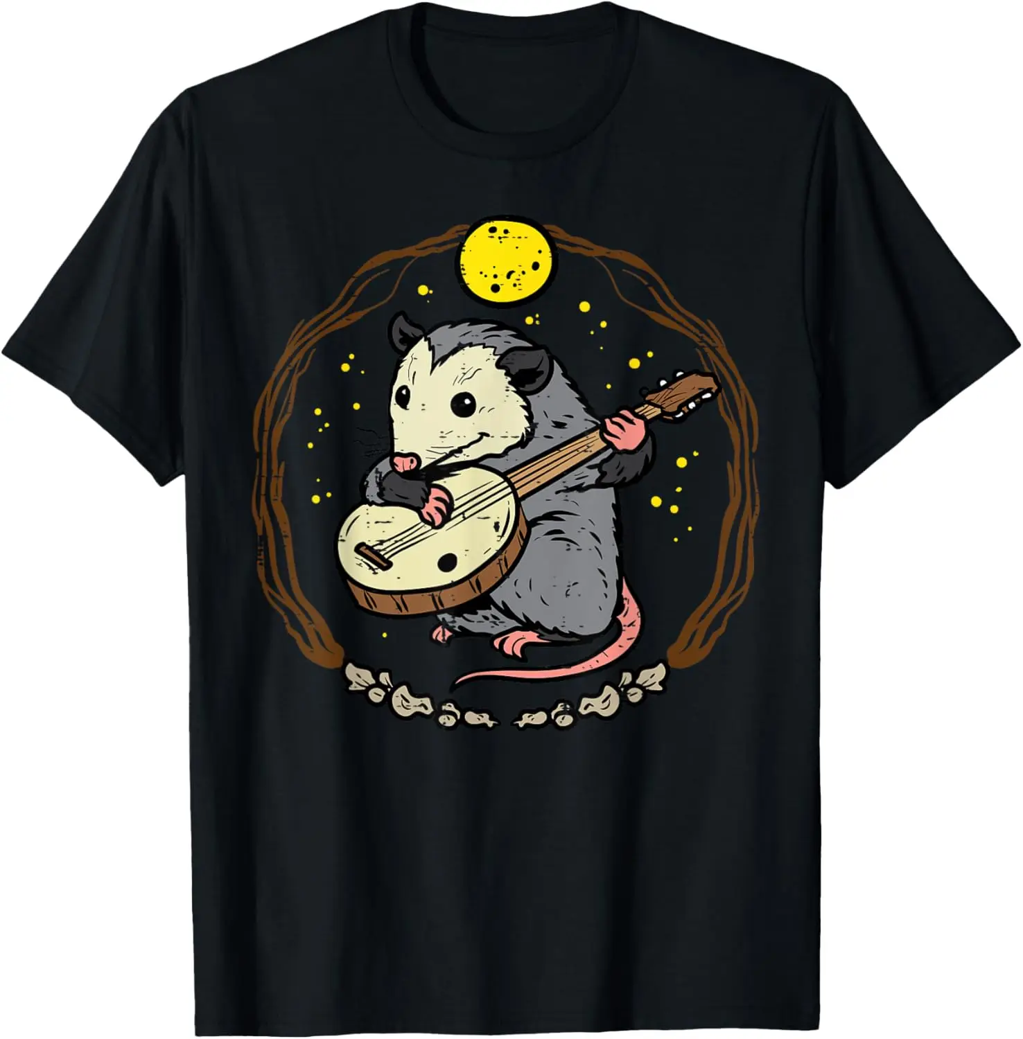 

Opossum Banjo Moon Possum Guitar Cottagecore Men Women Kids T-Shirt