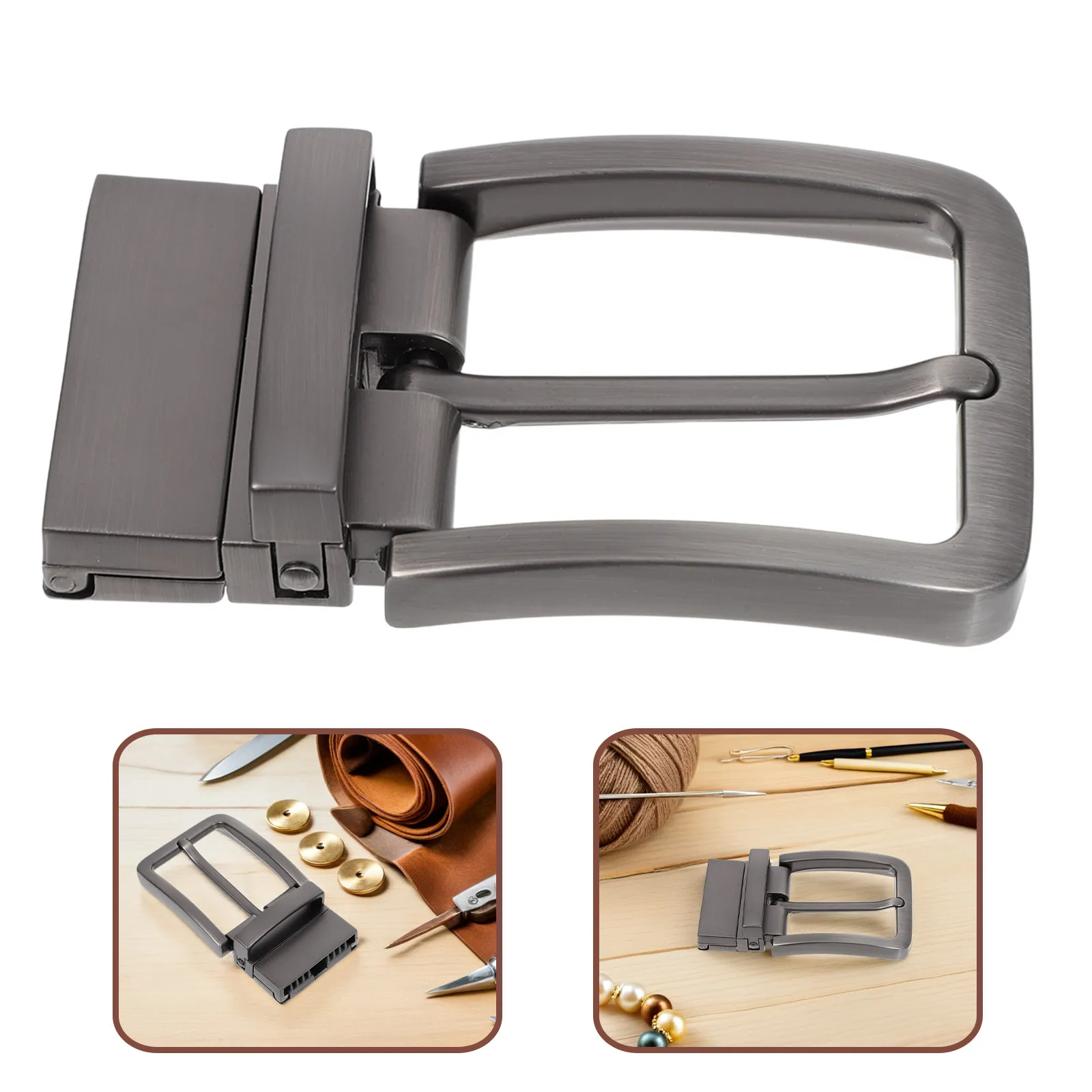 

Металлическая пряжка для ремня с одним зубцом, из цинкового сплава, двусторонняя, для мужских джинсовых ремней шириной 3,3 см, замена застежки для пояса, цвет песочно-черный