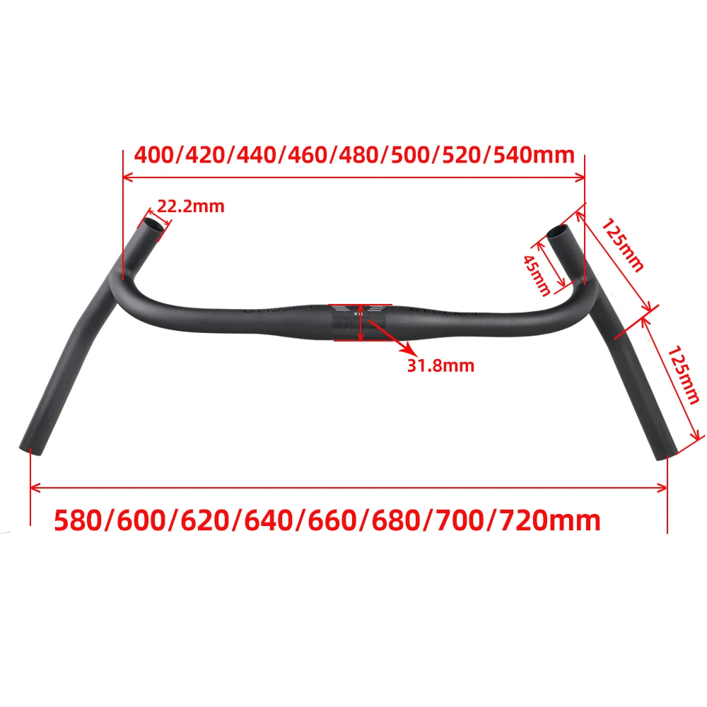 KOCEVLO Ultra-Light Carbon Gravel H Handlebar Flared Bar Cycle Cross Road MTB Gravel Bike Handlebar Carbon Fiber Bicycle Parts