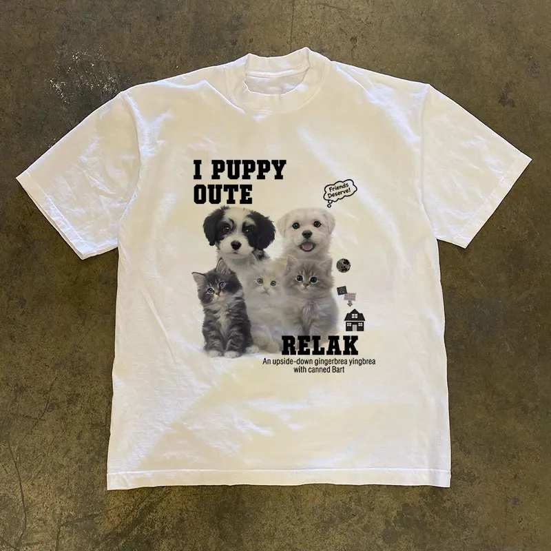 Pure Cotton Double Thread 3A260g Short Sleeve T-Shirt Unisex Loose Fit American Retro Style Breathable Summer Top for Couples