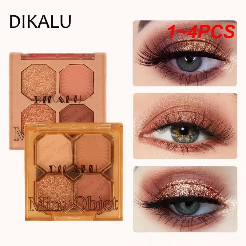 Heallor 1~4PCS Glitter Matte Eyeshadow Shimmer Shiny Sequins Pigments Eyes Makeup Dikalu Delicate Eyeshadow Earth Color Rose Eye