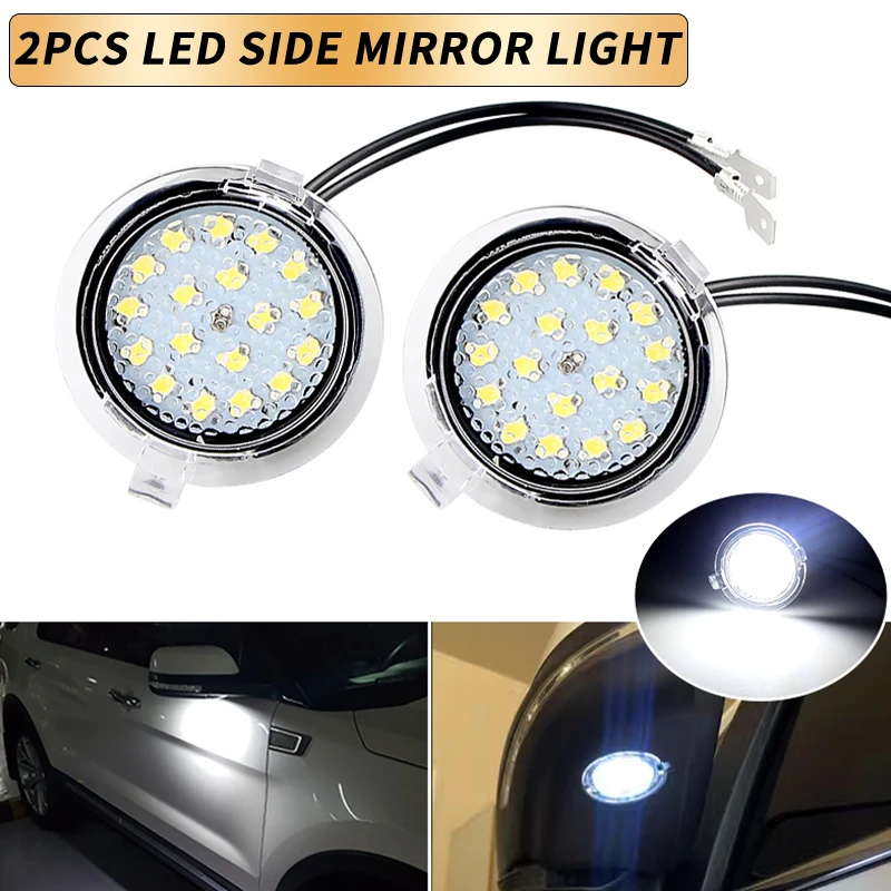 2PCS For Ford Edge Mondeo Fusion Gen Flex SEL Explorer Everest Expedition Taurus Canbus LED White Under Side Mirror Puddle Light