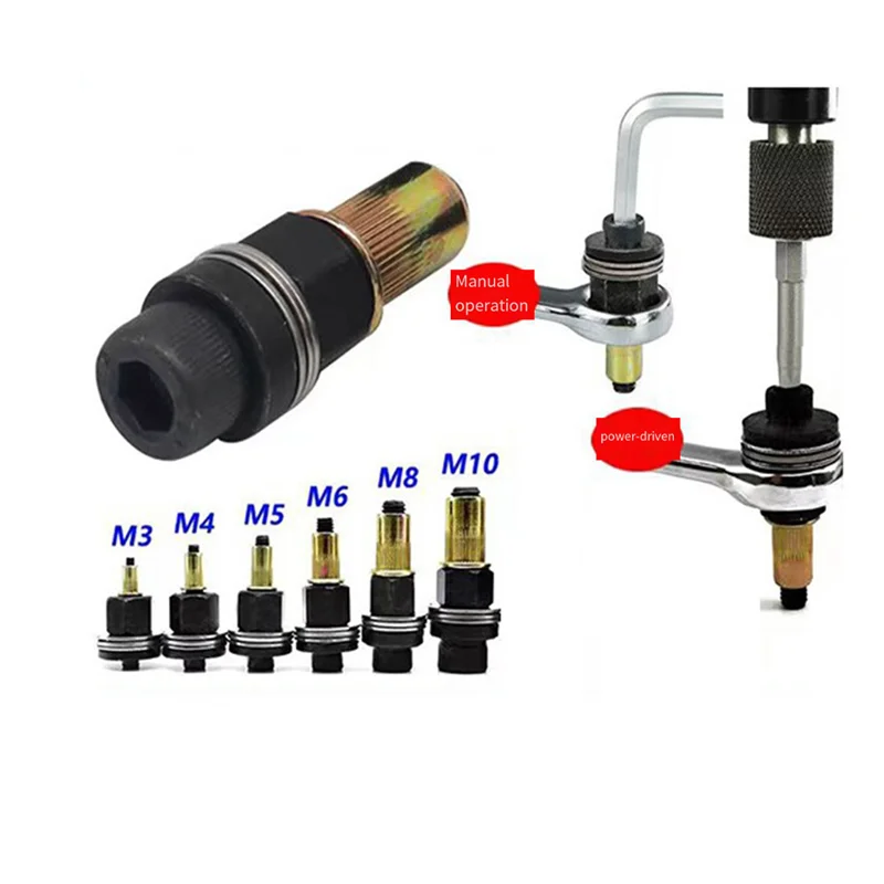 B06B-Rivet Nut Tool Drill Adapter M3/M4/M5/M6/M8/M10 Simple Installation Manual Riveter Metal License Plate