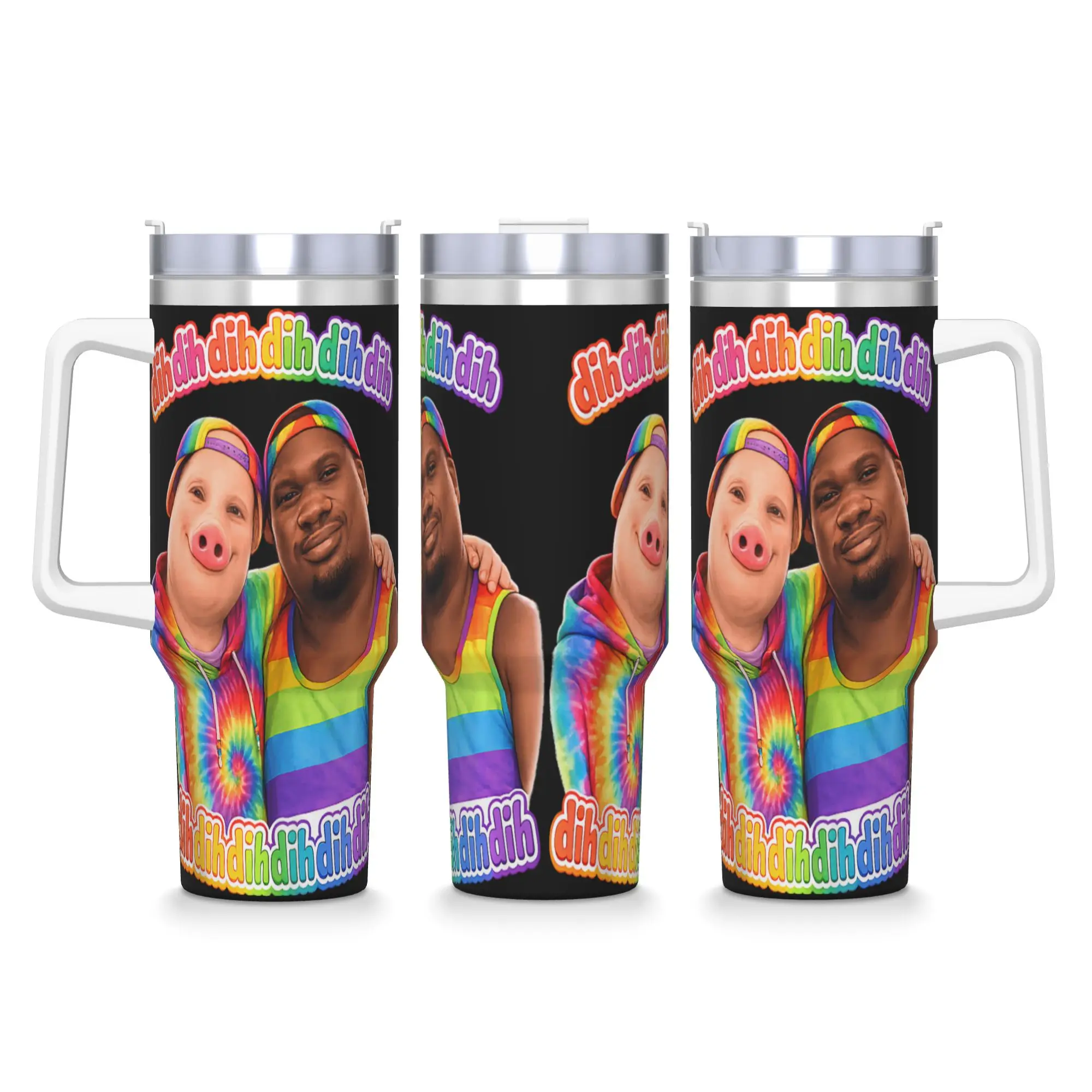 Stainless Steel Tumbler John Pork Dequavious Pork Dih Gay Pride Month Brainrot Meme Thermal Cups Insulated Cold Drink Car Mugs