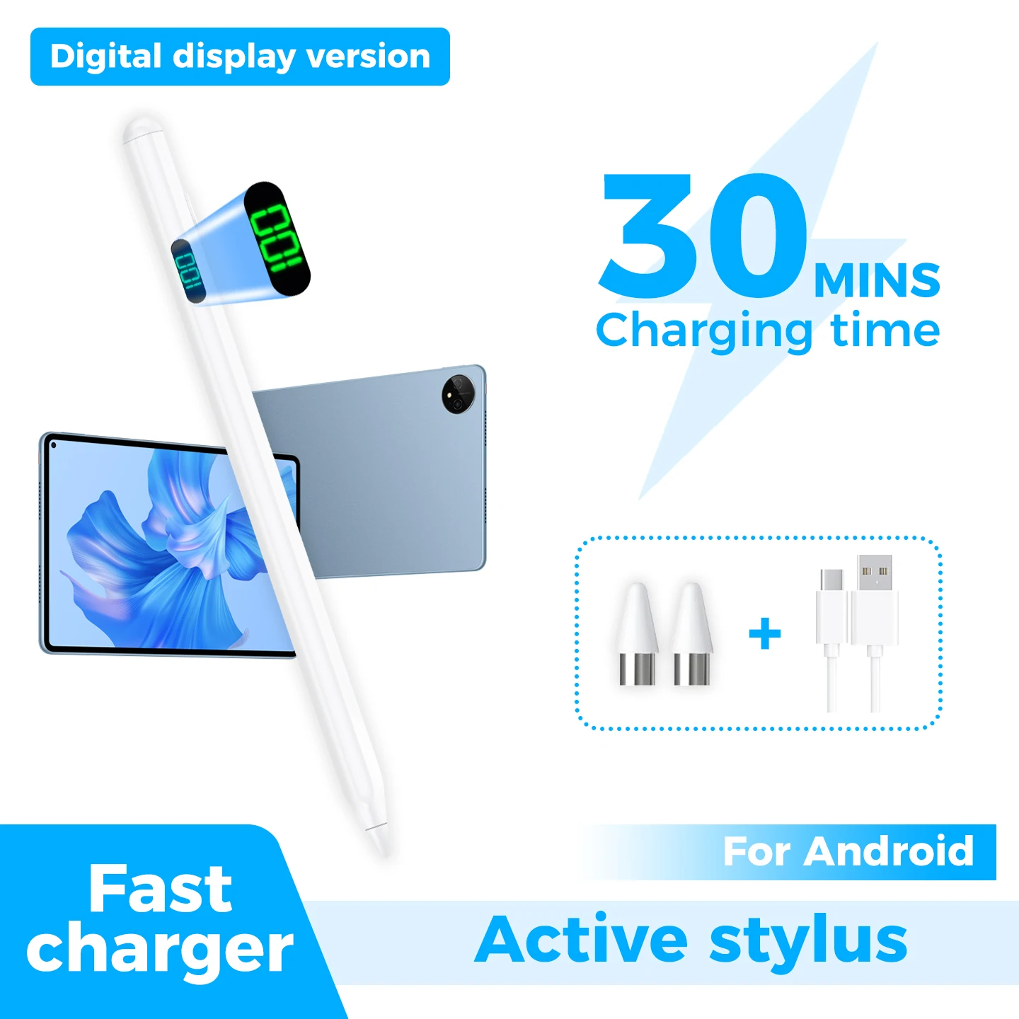 Universal Stylus Pen With LED Digital Power Display For iPad Samsung Huawei Xiaomi Tablet Pen For Android IOS Windows Touch Pen